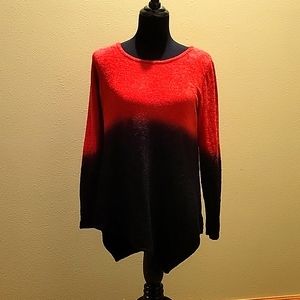 Chelsea & Theodore Red and Black Ombre Sweater
